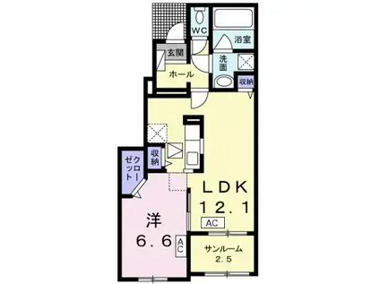 エレガント高桑(1LDK/1階)の間取り写真