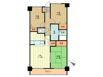 ラフィネ立川(3LDK/9階)の間取り写真