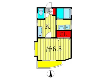 ラ・グラス(1K/1階)の間取り写真