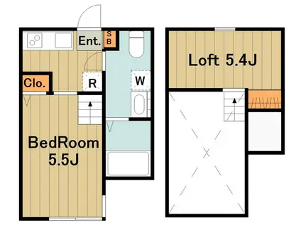 スタークラウド矢部(1K/2階)の間取り写真
