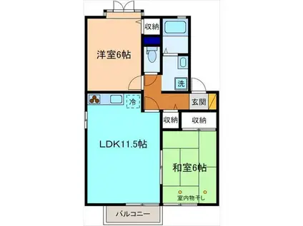 グランディール(2LDK/2階)の間取り写真