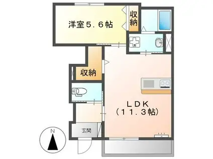 フルール(1LDK/1階)の間取り写真