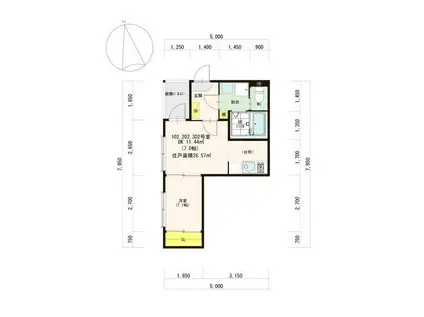 ハーモニーテラス児玉VI(1DK/3階)の間取り写真