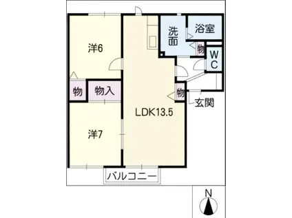 HARBOR TERRACE F(2LDK/2階)の間取り写真