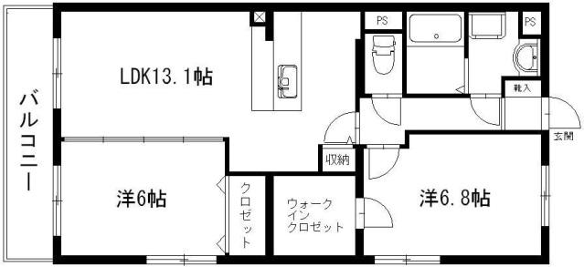 カルム富塚(2LDK/2階)の間取り写真