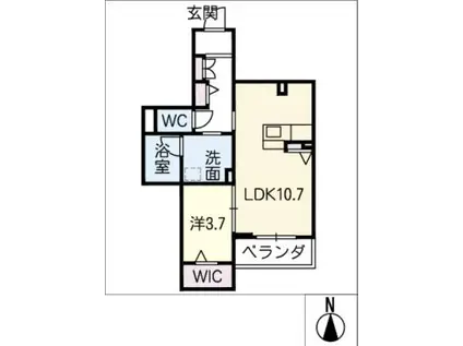 シャーメゾン奥平(1LDK/2階)の間取り写真