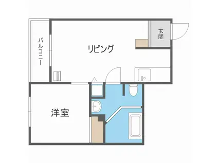 フレンズ本通南(1LDK/2階)の間取り写真