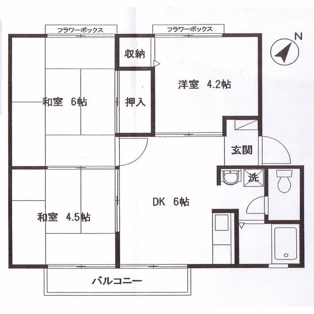 メゾンコージII(3DK/2階)の間取り写真