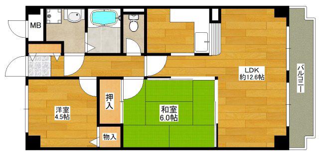 ボンヌ愛(2LDK/2階)の間取り写真