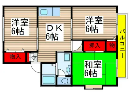 ホワイトコーポII(3DK/2階)の間取り写真