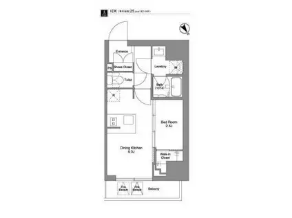 BPRレジデンス田端(1DK/2階)の間取り写真