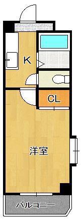 KMマンション北方(1K/4階)の間取り写真