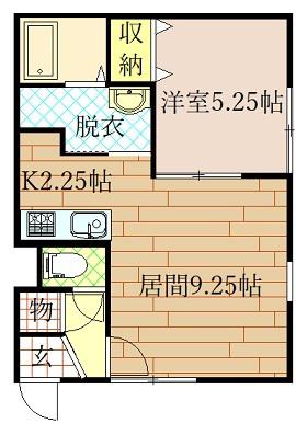 YOUハイツ(1LDK/2階)の間取り写真