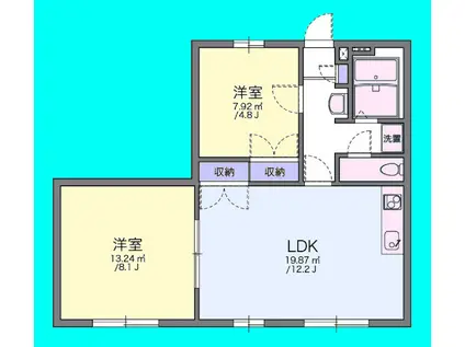 中井町3(2LDK/3階)の間取り写真