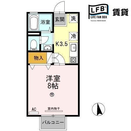 ウエスト千日(1K/2階)の間取り写真