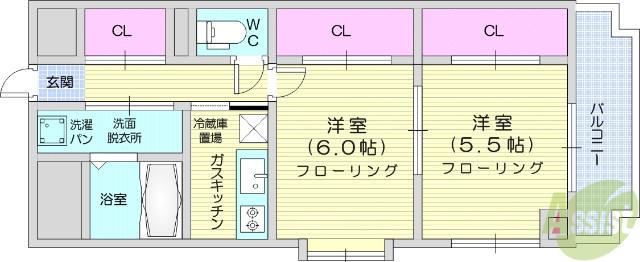 ロイヤルヒルズ泉中央(2K/4階)の間取り写真