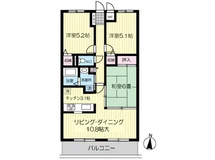 ウエストサバービア(3LDK/4階)の間取り写真
