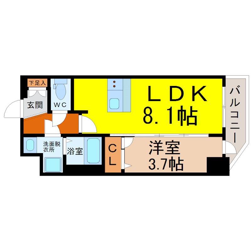 メイクス上前津III(1LDK/10階)の間取り写真
