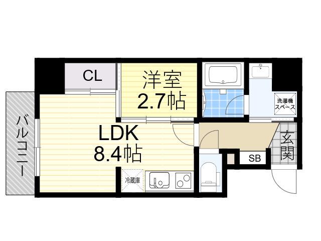 ナットレジデンス都島本通(1LDK/2階)の間取り写真