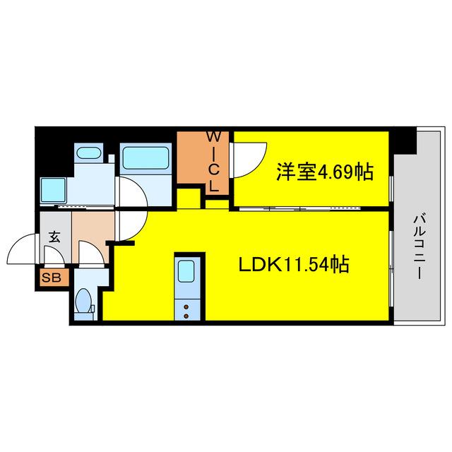 カーサレグラス福島野田(1LDK/4階)の間取り写真