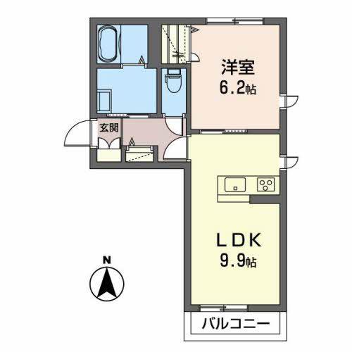 サン テラス DUO(1LDK/2階)の間取り写真