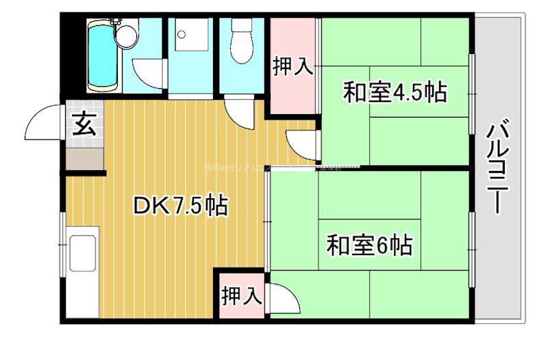 瀬田サンプラザマンション(2DK/1階)の間取り写真