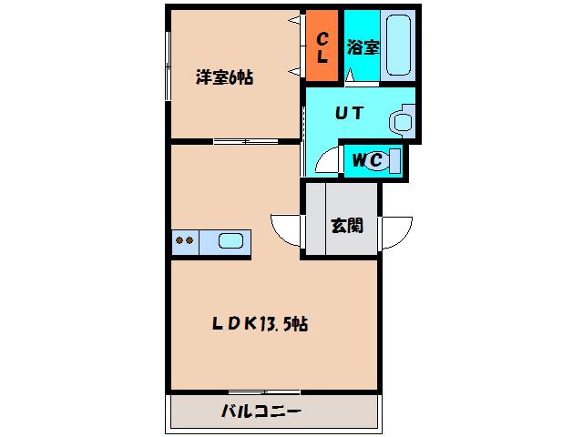 グランディスリーオII(1LDK/1階)の間取り写真