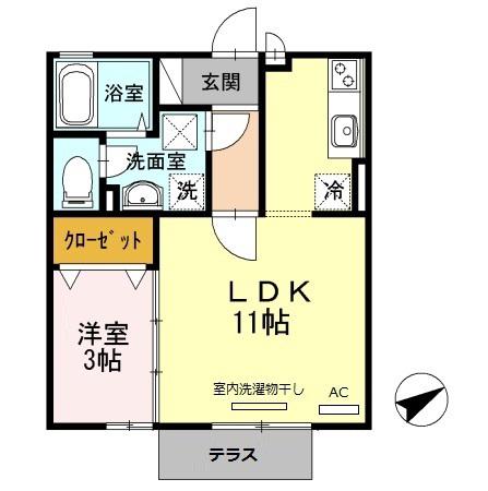 スマイリーハウス(1LDK/1階)の間取り写真