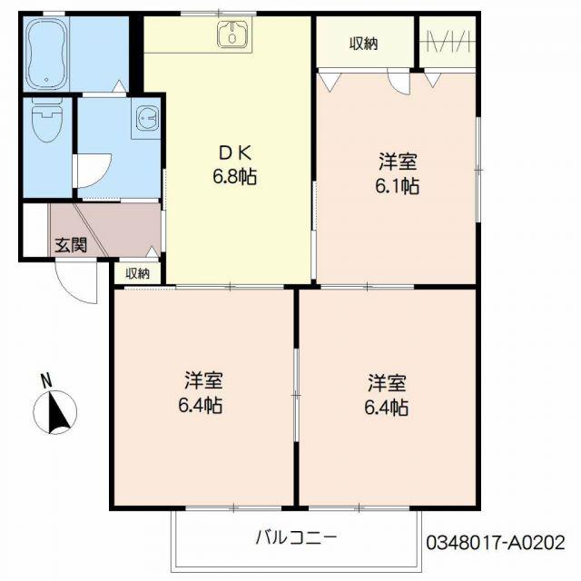ラポワール横田  A棟(3DK/2階)の間取り写真