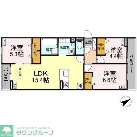 CALME VILLE(3LDK/2階)の間取り写真