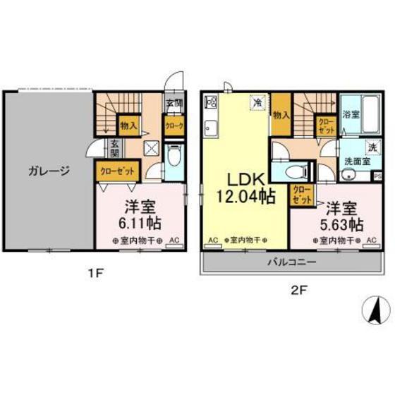 ライス A・B(2LDK/1階)の間取り写真