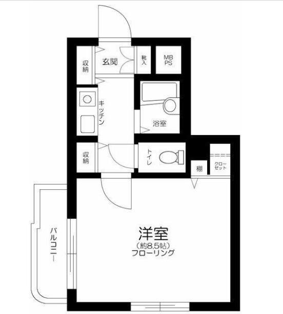 ライオンズマンション渋谷本町(1K/3階)の間取り写真