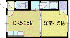 松下ハイツ江別II(1DK/3階)の間取り写真