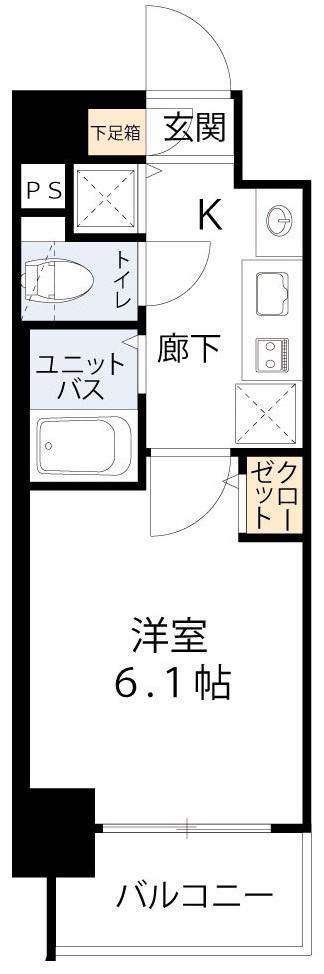 プレサンス天神橋ディオレ(1K/6階)の間取り写真