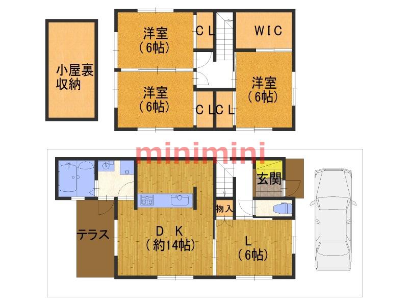 名神町服部(3SLDK/1階)の間取り写真