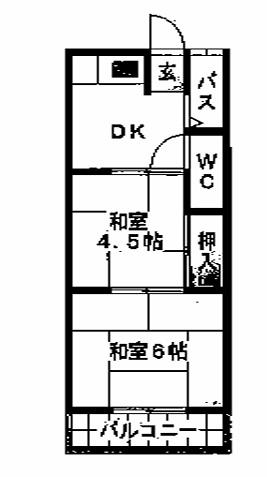 浜の宮ハイツ(2DK/2階)の間取り写真