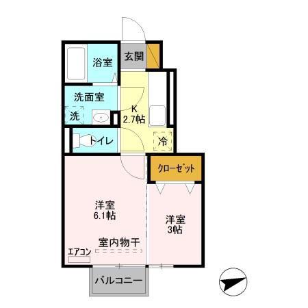 グランメール(2K/1階)の間取り写真