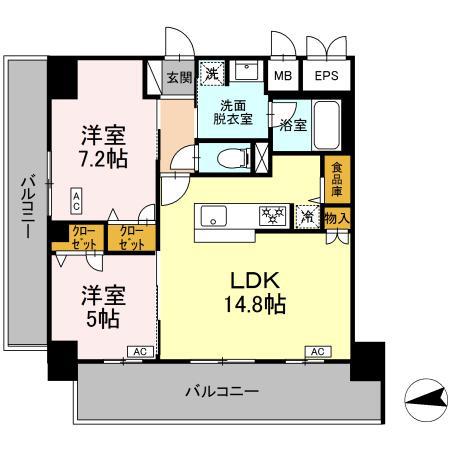 IS二十人町(2LDK/6階)の間取り写真