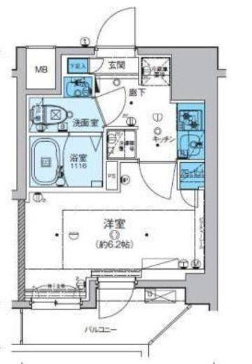 リヴシティ横濱新川町弐番館(1K/6階)の間取り写真