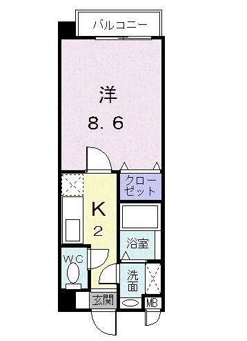 リバ-ガーデンF(1K/2階)の間取り写真