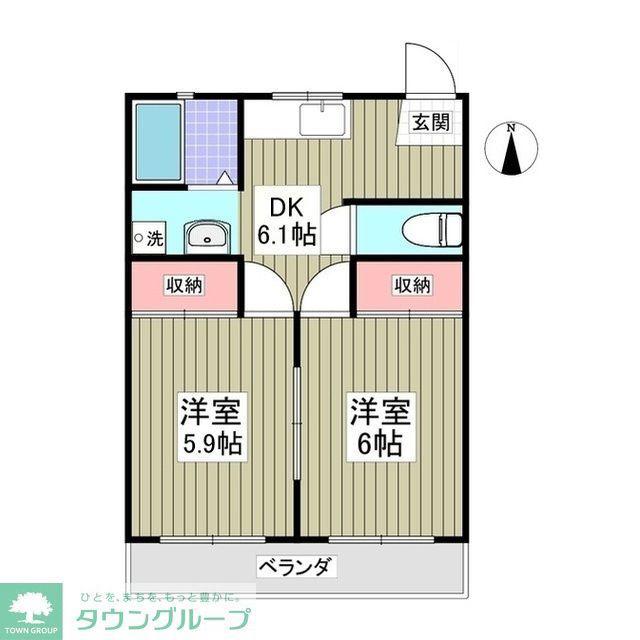 上里ハイツA(2DK/2階)の間取り写真