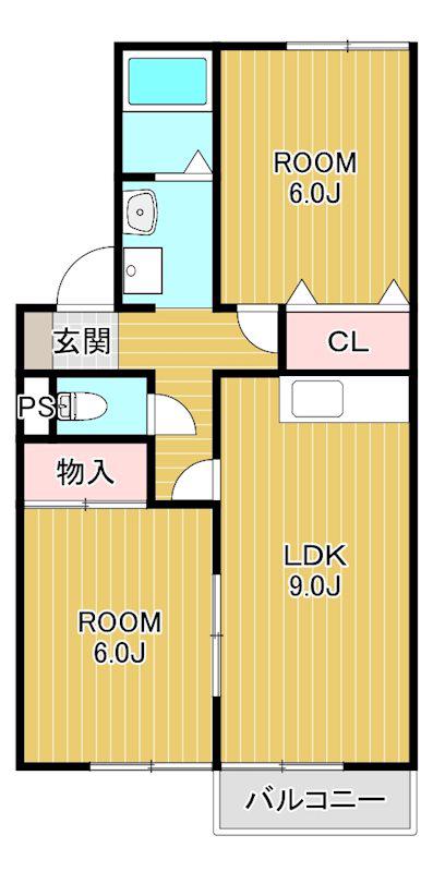 セジュール石原(2DK/2階)の間取り写真