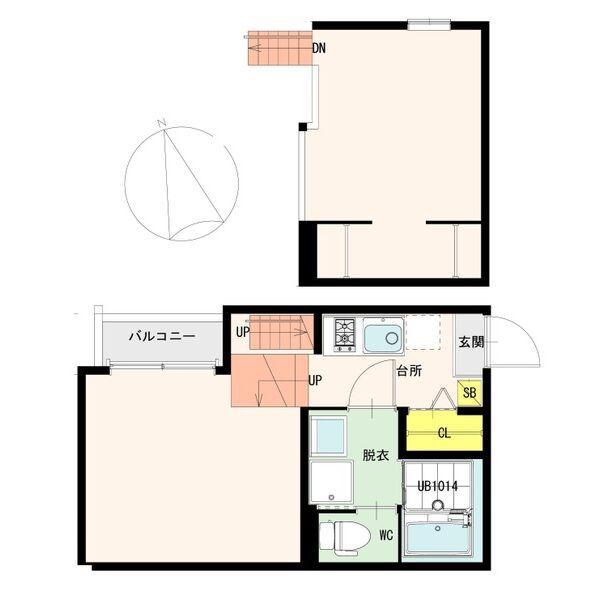 WOOD HOUSE穀町(1K/1階)の間取り写真