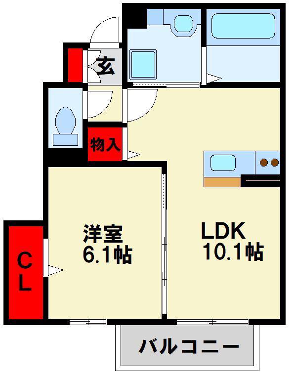 D-ROOMたかむら A棟(1LDK/1階)の間取り写真