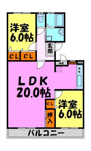 アンシャンテ川西(2LDK/4階)の間取り写真