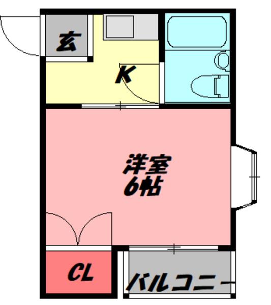 ホワイトハイツ(1K/1階)の間取り写真