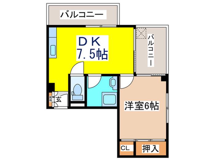シャトレー千鳥(1DK/4階)の間取り写真