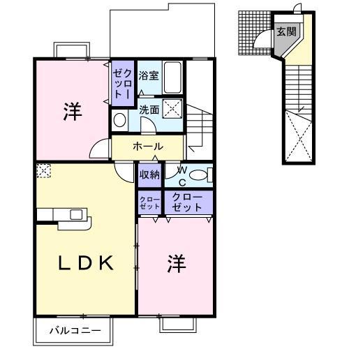 プレシャス(2LDK/2階)の間取り写真