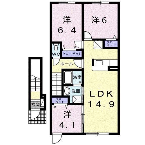 コリーヌI(3LDK/2階)の間取り写真