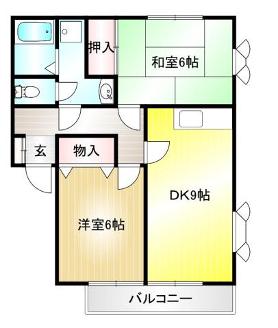 ロイヤル宮前E棟(2DK/2階)の間取り写真